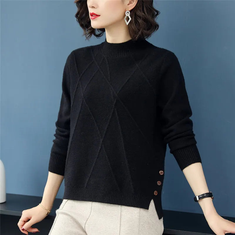 Autumn Winter Tops For Woman Long-Sleeved Sweaters Bottoming Half Turtleneck Pullover Women Clothing Spring Pull Femme Shirt