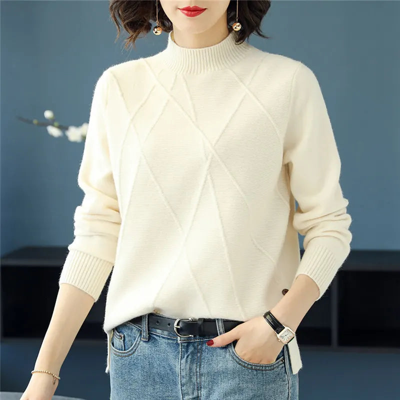 Autumn Winter Tops For Woman Long-Sleeved Sweaters Bottoming Half Turtleneck Pullover Women Clothing Spring Pull Femme Shirt
